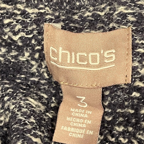 Chico’s Heathered Navy Open Front Cotton Blend Sweater Vest (Chico’s 3) XL - Picture 5 of 6